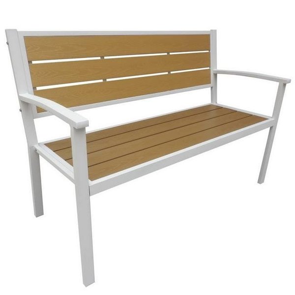 Blue Wave Blue Wave NU6798 EZ-Care Steel Frame Patio Bench; Teak - 33.86 x 21.25 x 50.39 in. NU6798